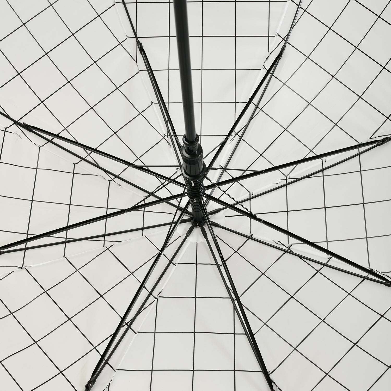 Good Times Umbrella with J Handle — Black and White Grid