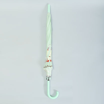 Apple &amp; Puppy Umbrella with J Handle - Mint Green