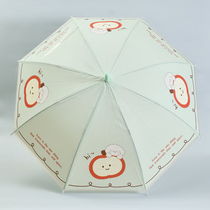 Apple &amp; Puppy Umbrella with J Handle - Mint Green