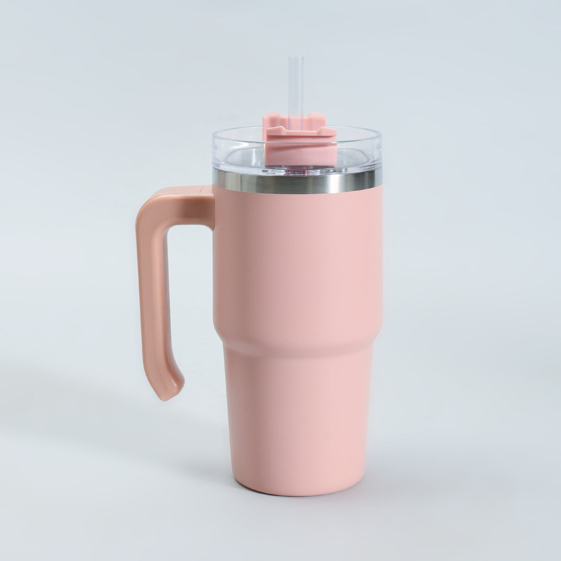 Mumuso Car Insulated Tumbler with Handle &amp; Straw- Pink/ 600ml