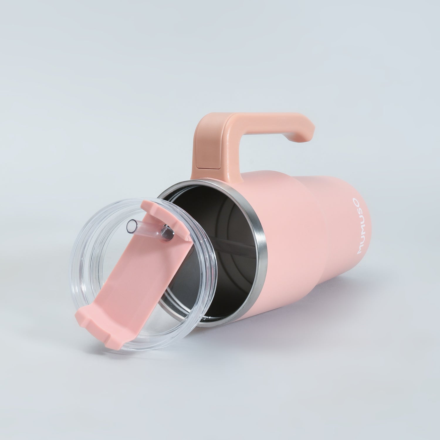 Mumuso Car Insulated Tumbler with Handle &amp; Straw- Pink/ 600ml