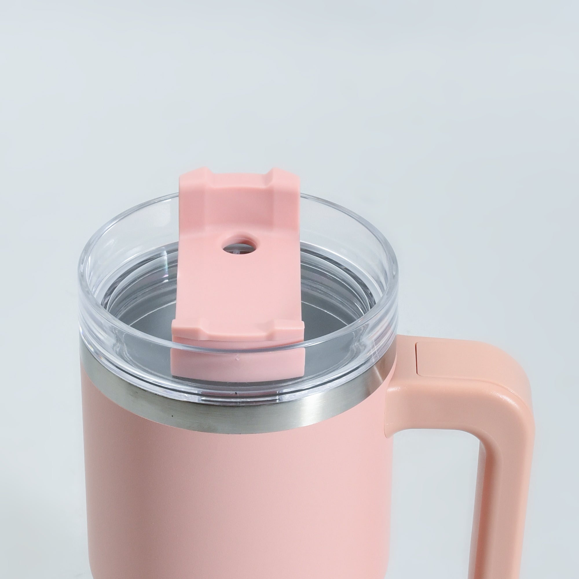 Mumuso Car Insulated Tumbler with Handle &amp; Straw- Pink/ 600ml