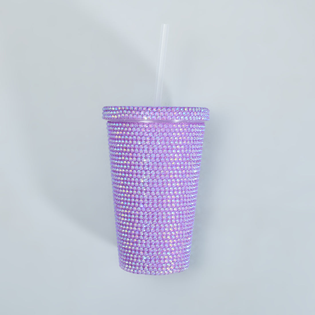 Dazzling Diamonds Plastic Tumbler with Straw — Purple/500ml