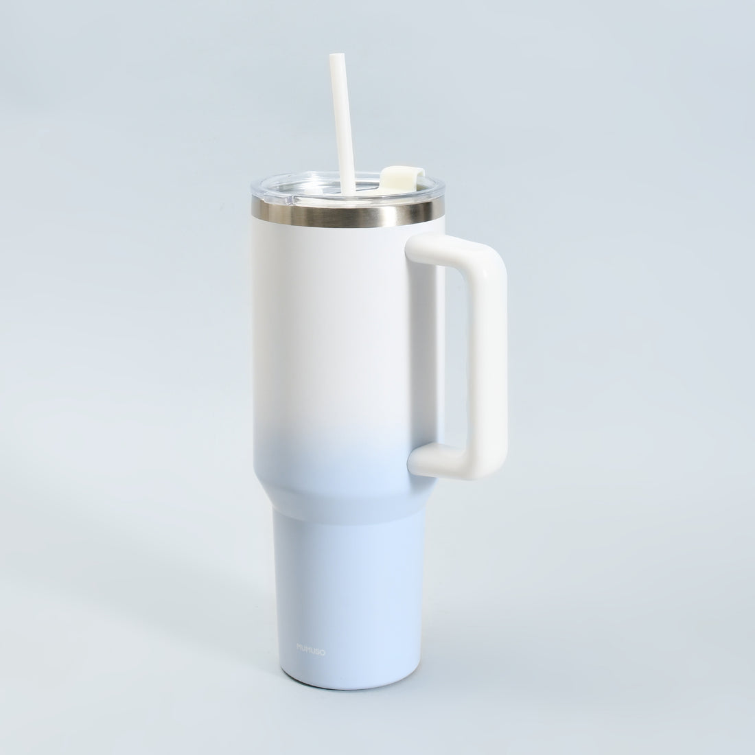 Insulated Tumbler with Handle &amp; Straw-Blue and White— Cherry Blossom Collection