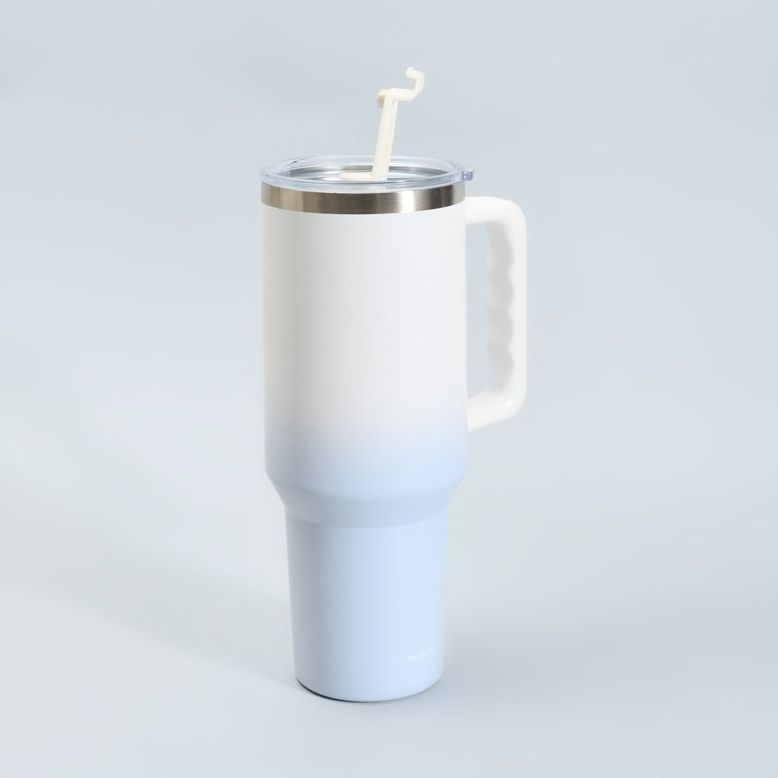 Insulated Tumbler with Handle &amp; Straw-Blue and White— Cherry Blossom Collection