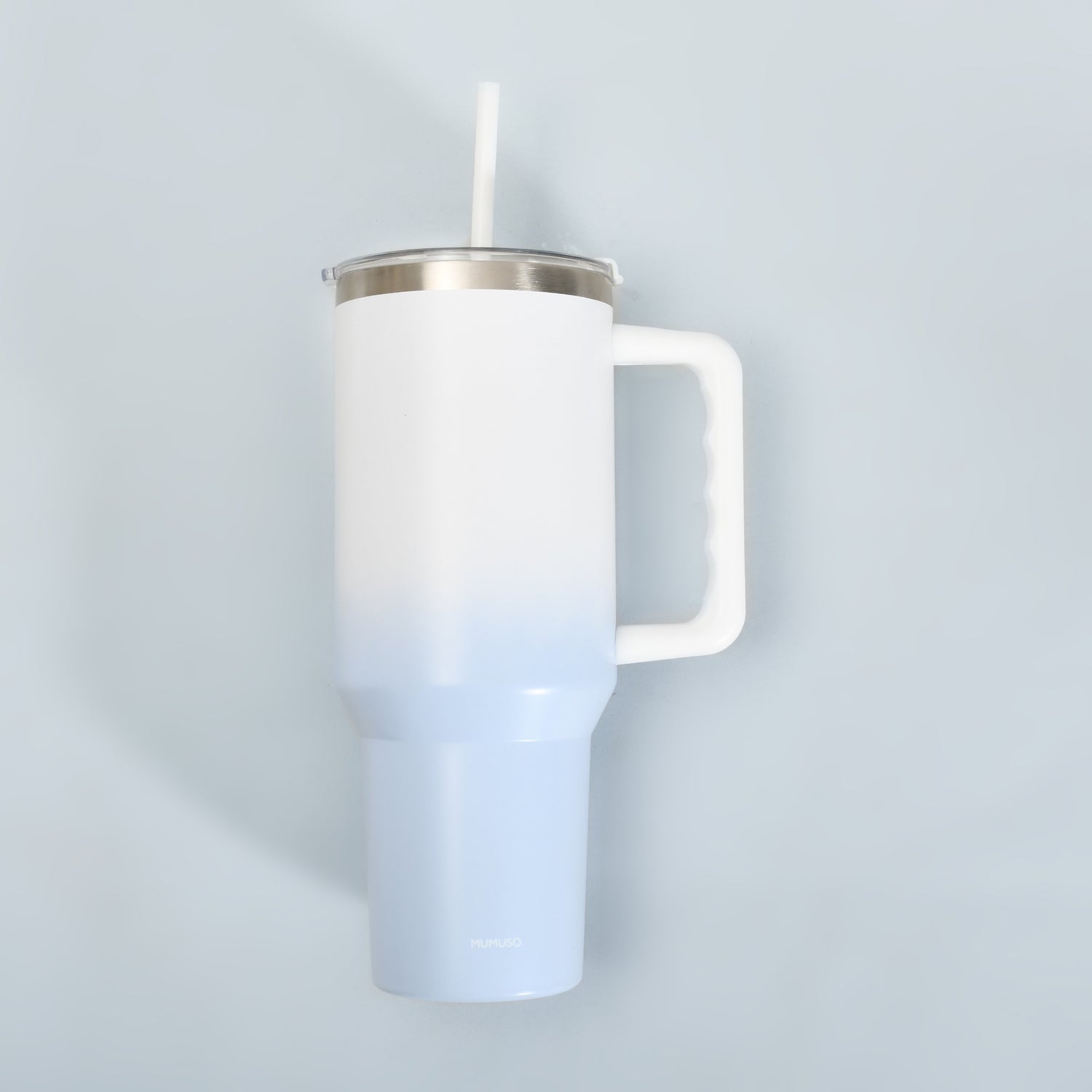 Insulated Tumbler with Handle &amp; Straw-Blue and White— Cherry Blossom Collection