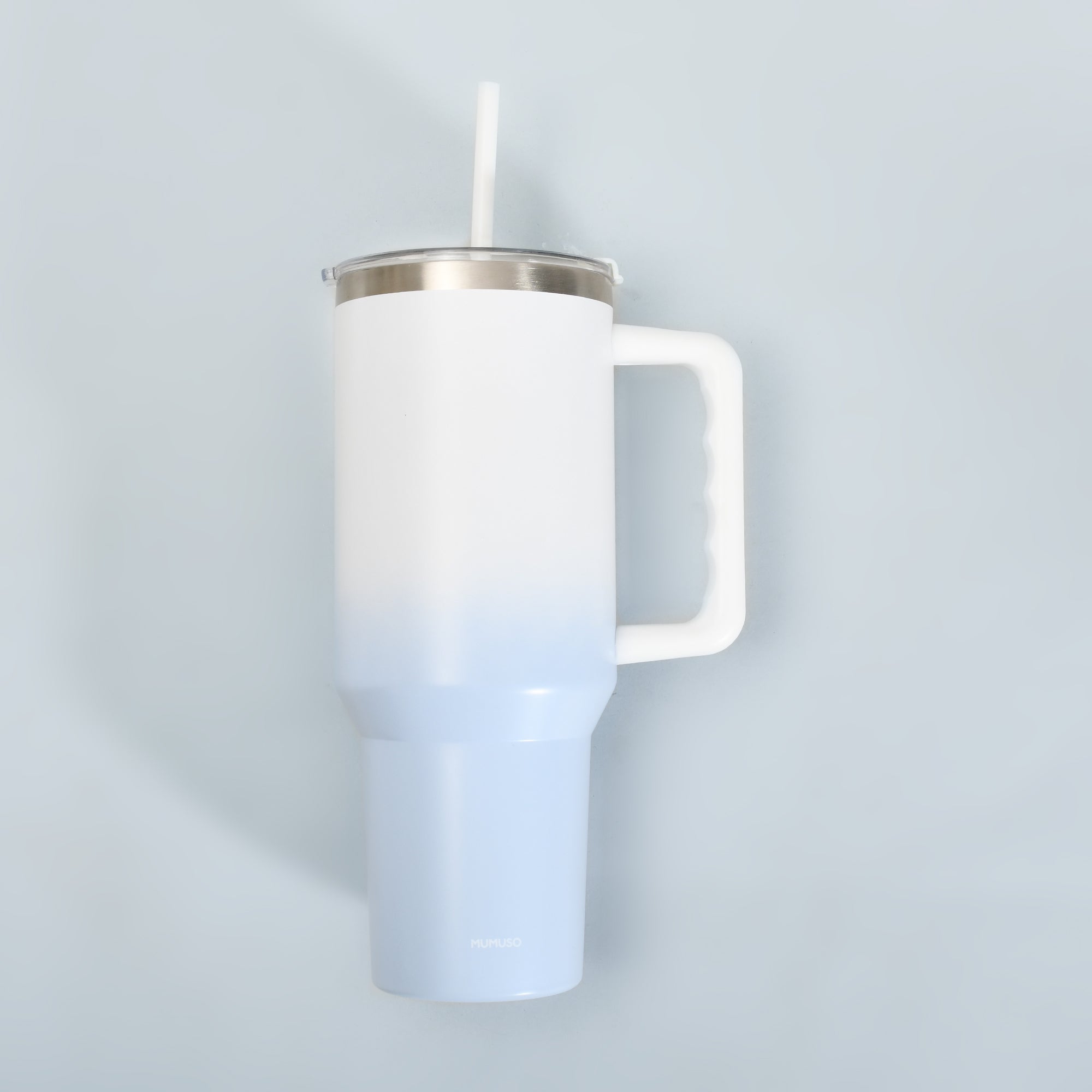 Insulated Tumbler with Handle &amp; Straw-Blue and White— Cherry Blossom Collection