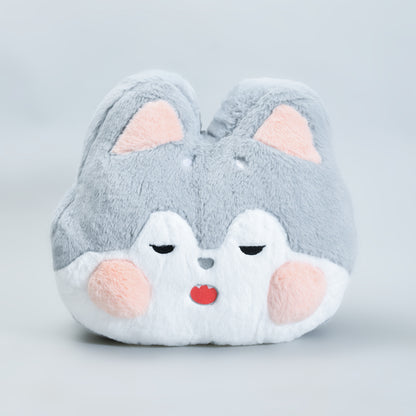 Siberian Husky Cartoon Hand Warmer Pillow- Grey