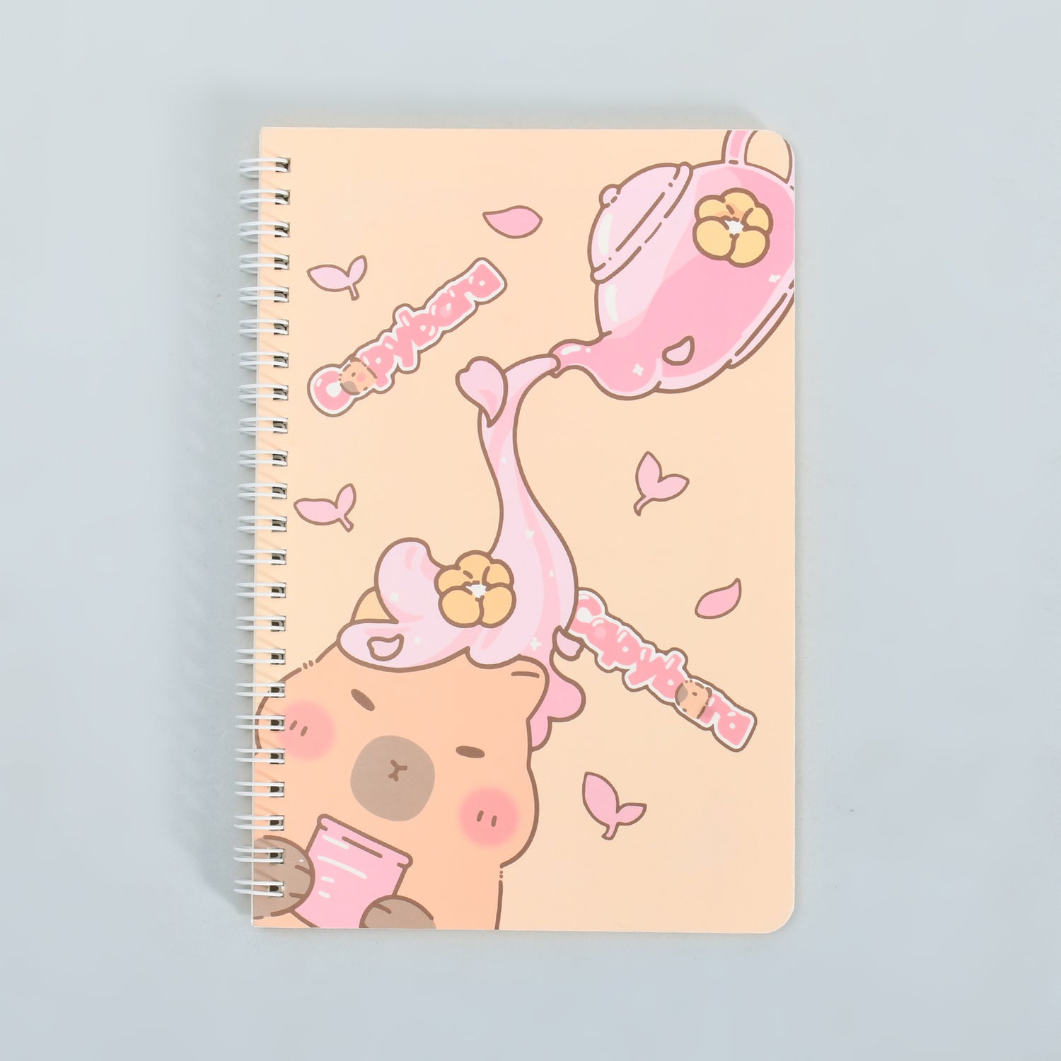 A5 Spiral Bound Dreamy Pink Capybara Spiral Notebook- Ruled Pages