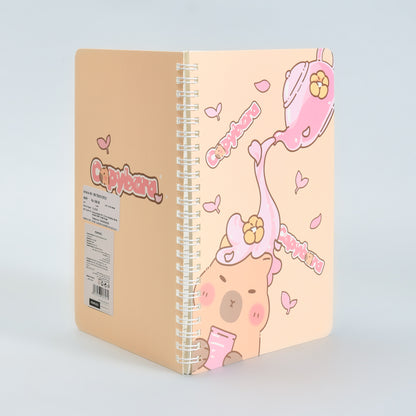 A5 Spiral Bound Dreamy Pink Capybara Spiral Notebook- Ruled Pages