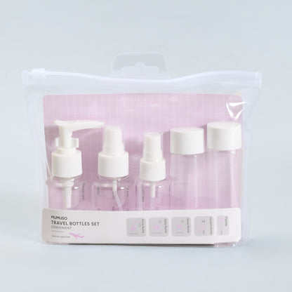 Mumuso Sweet Travel Bottle Set with Zip Pouch and Funnel