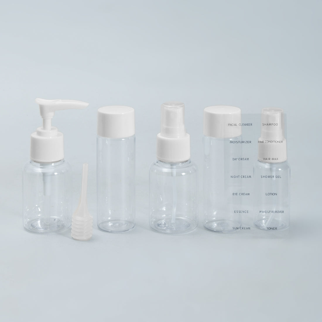 Mumuso Sweet Travel Bottle Set with Zip Pouch and Funnel