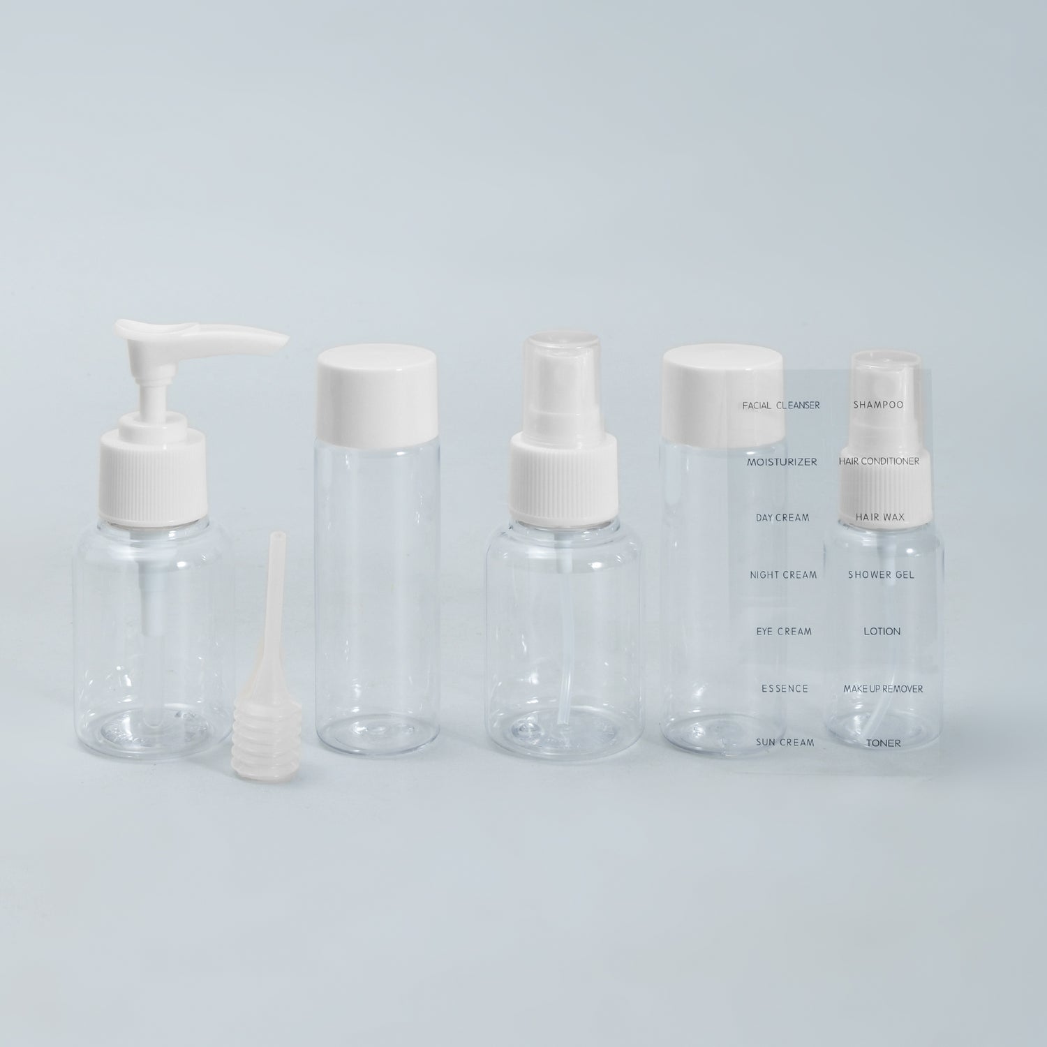 Mumuso Sweet Travel Bottle Set with Zip Pouch and Funnel