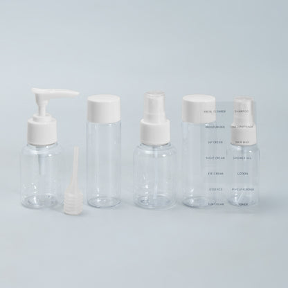 Mumuso Sweet Travel Bottle Set with Zip Pouch and Funnel
