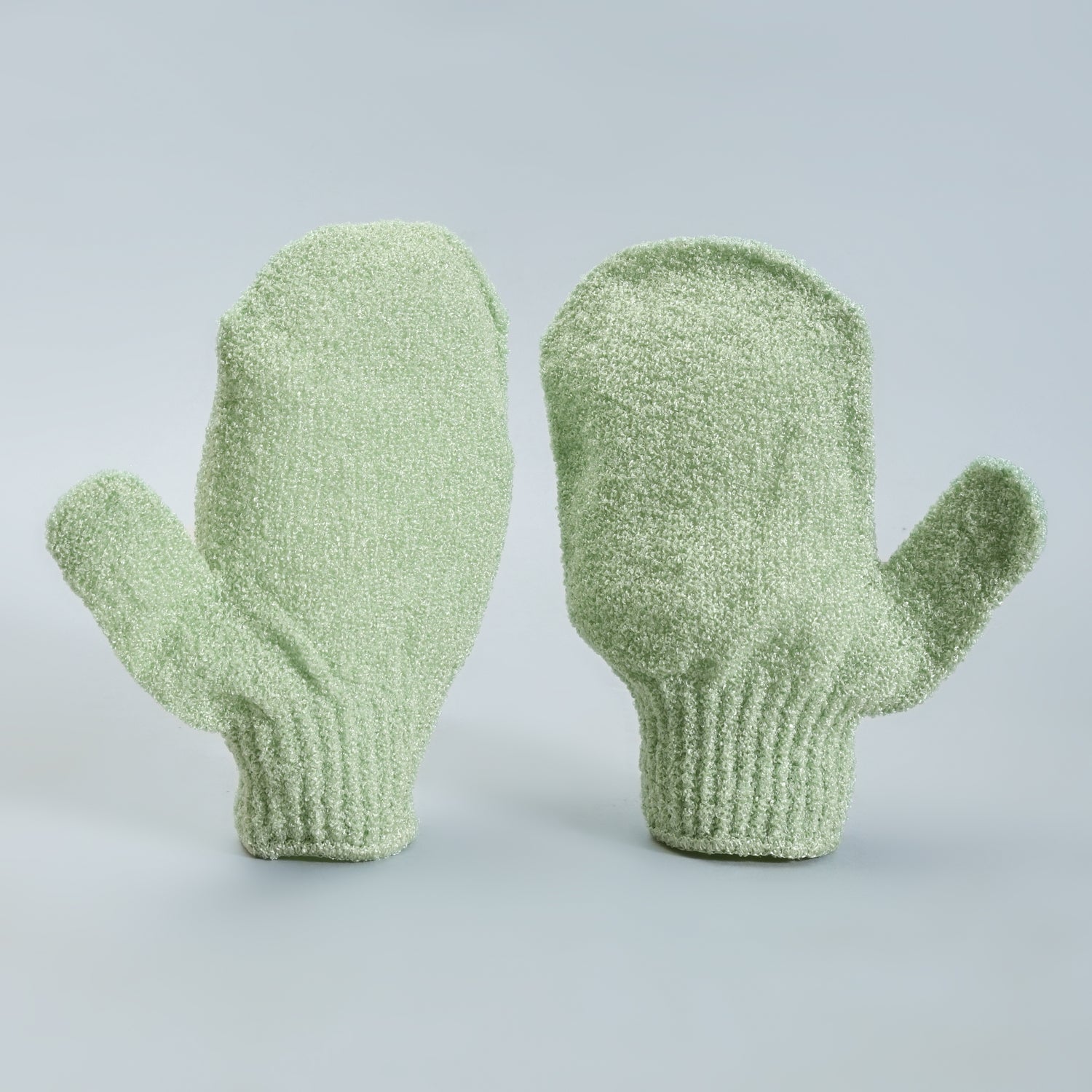 Mumuso Exfoliating Scrubbing Bath Gloves - Green/ 1 pair