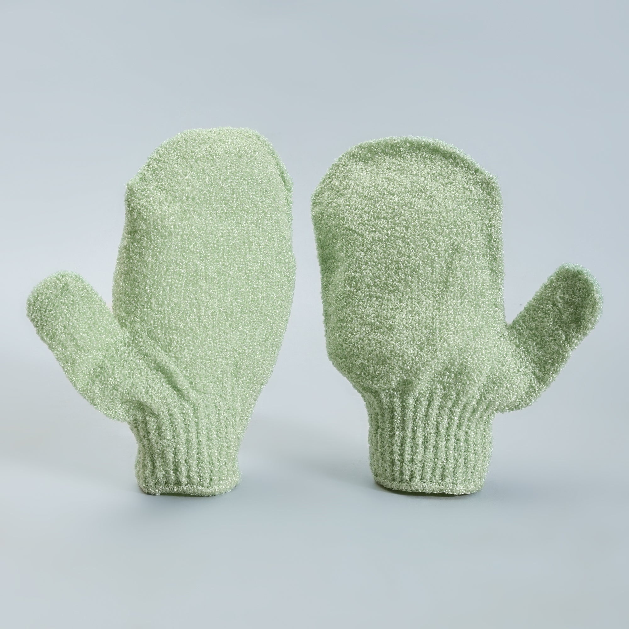 Mumuso Exfoliating Scrubbing Bath Gloves - Green/ 1 pair