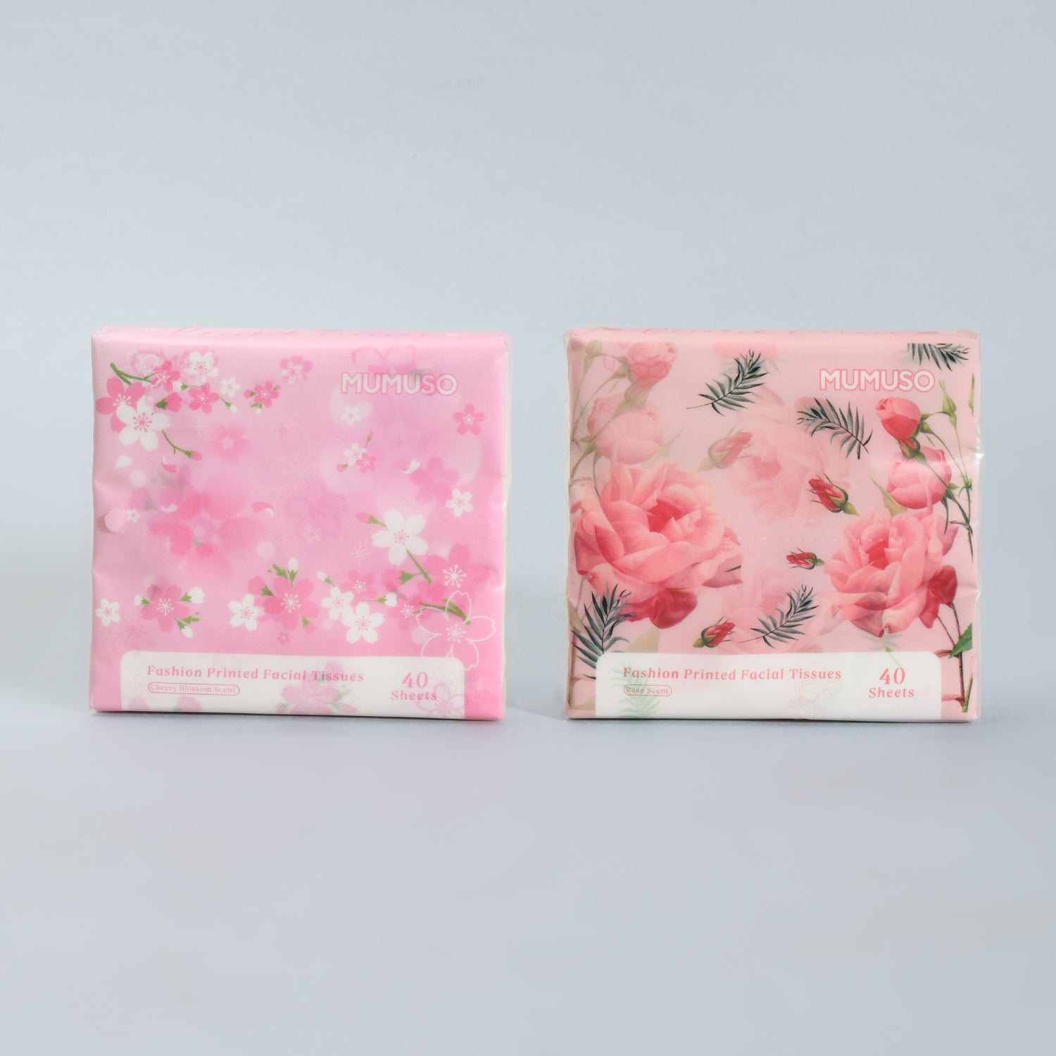 Fashion Printed Facial Tissues – Rose &amp; Cherry Blossom Scented Edition (40 Sheets)