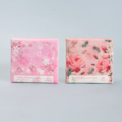 Fashion Printed Facial Tissues – Rose &amp; Cherry Blossom Scented Edition (40 Sheets)