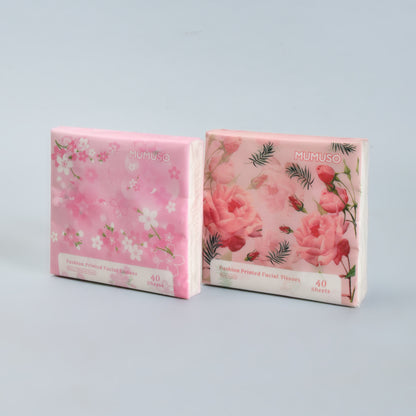 Fashion Printed Facial Tissues – Rose &amp; Cherry Blossom Scented Edition (40 Sheets)