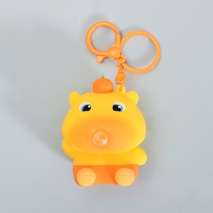 Capybara Bubble Blowing Lulu Keychain- Yellow and Orange