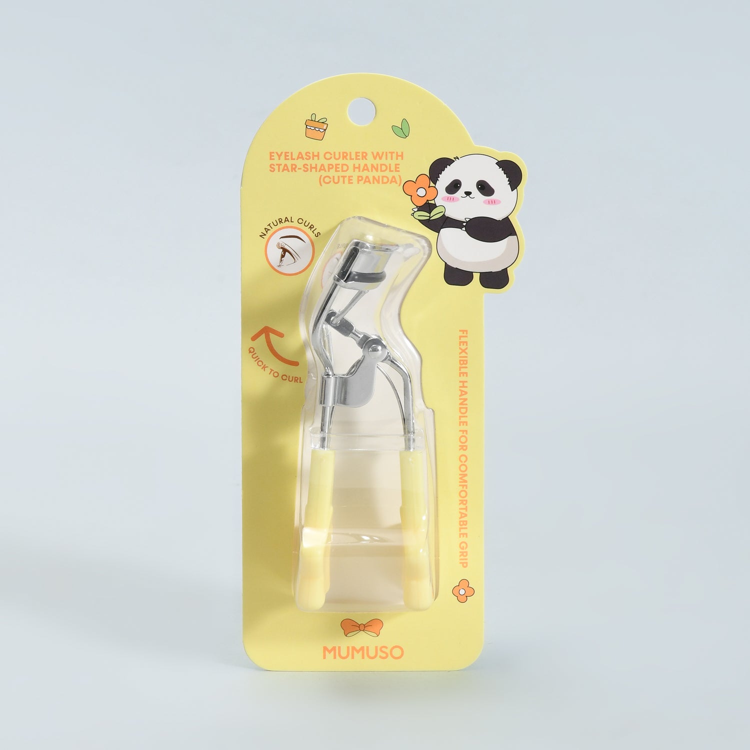 Mumuso Yellow Eyelash Curler with Star-Shaped Handle- Cute Panda
