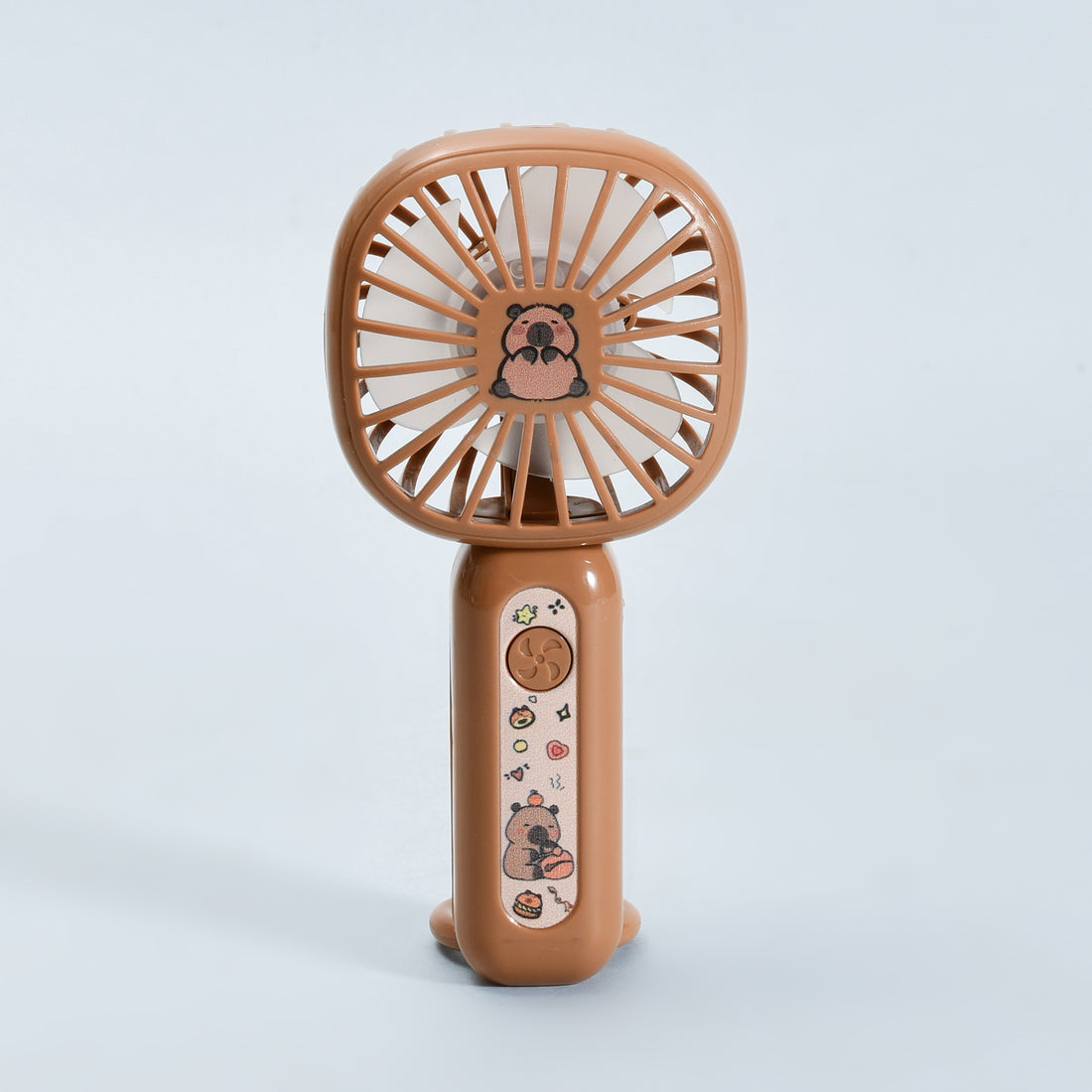 Capybara Mini Handheld Fan with Carabiner-Brown
