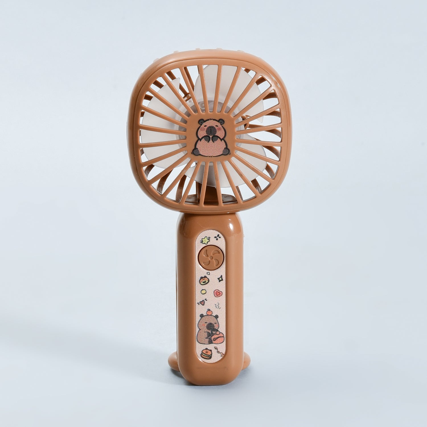 Capybara Mini Handheld Fan with Carabiner-Brown