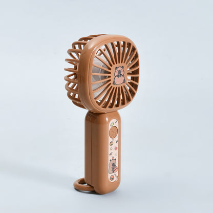 Capybara Mini Handheld Fan with Carabiner-Brown