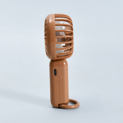 Capybara Mini Handheld Fan with Carabiner-Brown