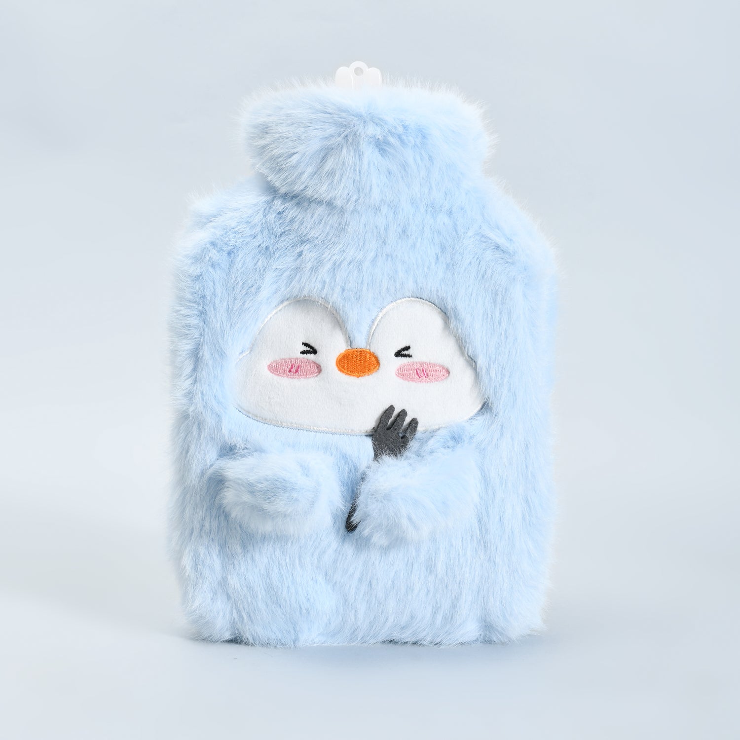 Ultra Cute Penguin Hot Water Bottle Bag with Plush Cover — Blue/1000ml
