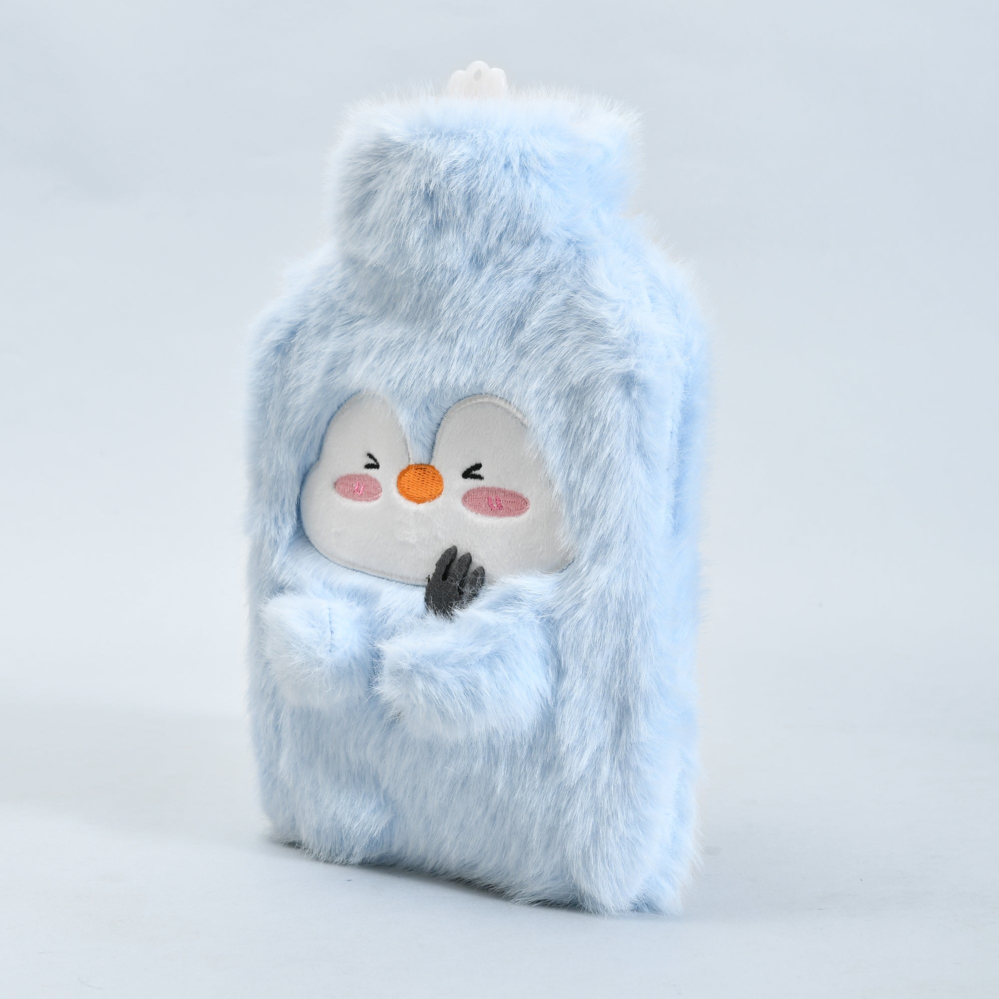 Ultra Cute Penguin Hot Water Bottle Bag with Plush Cover — Blue/1000ml