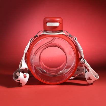 Mumuso Cherry Donut-Shaped Water Bottle- Red/700 ml
