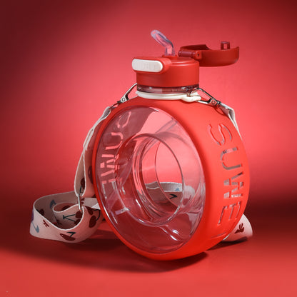 Mumuso Cherry Donut-Shaped Water Bottle- Red/700 ml
