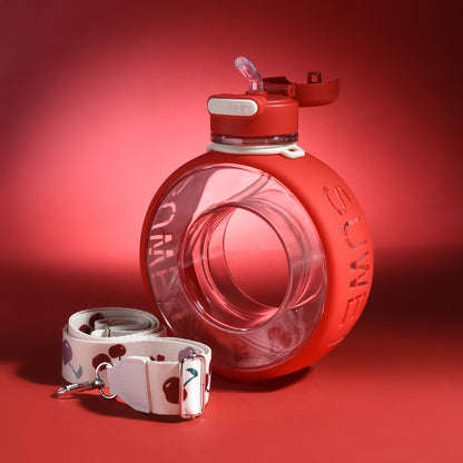 Mumuso Cherry Donut-Shaped Water Bottle- Red/700 ml