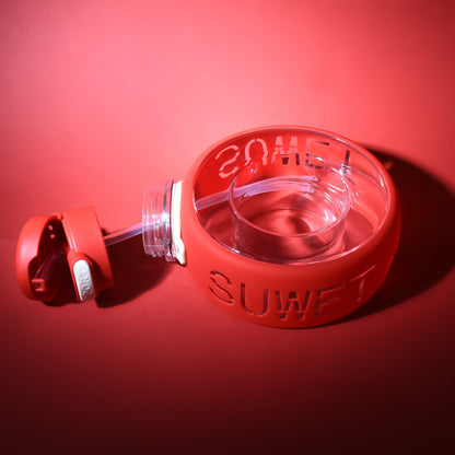 Mumuso Cherry Donut-Shaped Water Bottle- Red/700 ml