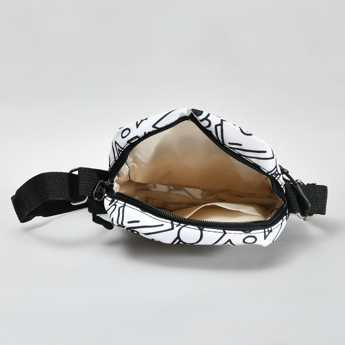 Crossbody Bag with Graffiti Print - Black &amp; White