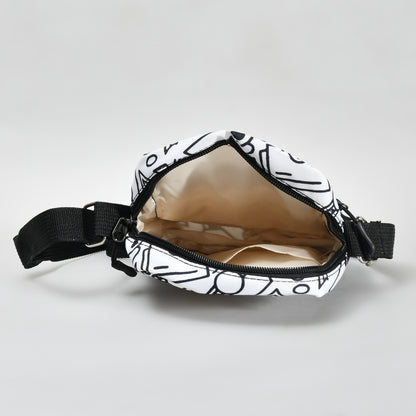 Crossbody Bag with Graffiti Print - Black &amp; White