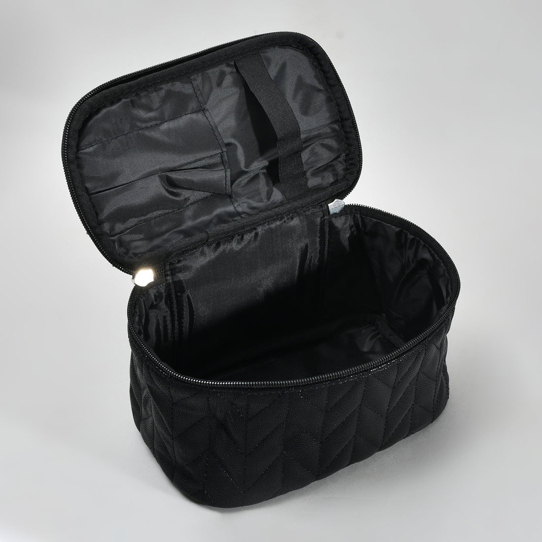 Herringbone Cosmetic Case with Handle - Black - view 2