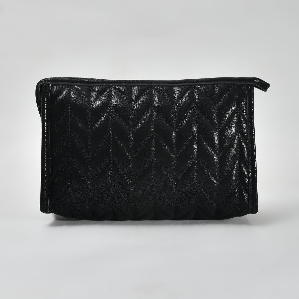 Mumuso Herringbone Trapezoid Cosmetic Bag: Pink| Black