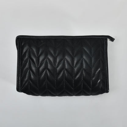 Mumuso Herringbone Trapezoid Cosmetic Bag: Pink| Black