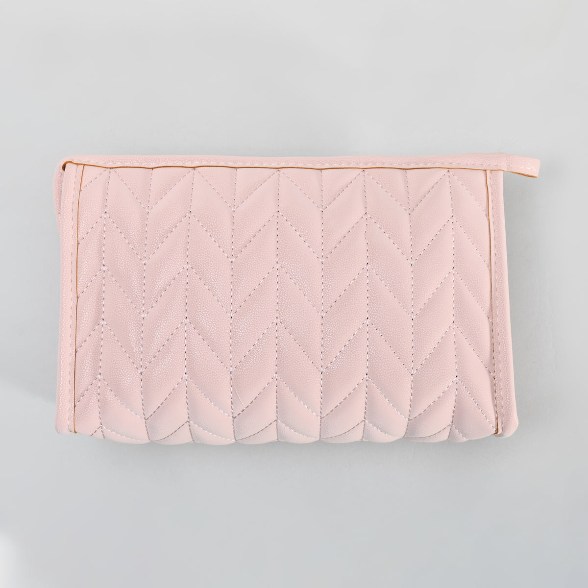 Mumuso Herringbone Trapezoid Cosmetic Bag: Pink| Black