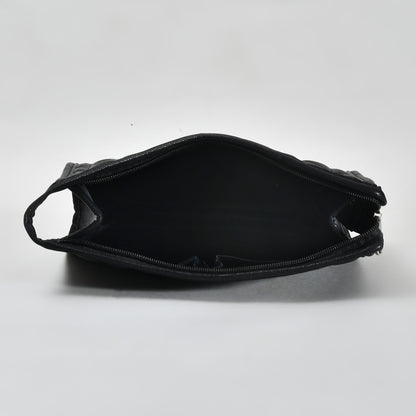 Mumuso Herringbone Trapezoid Cosmetic Bag: Pink| Black