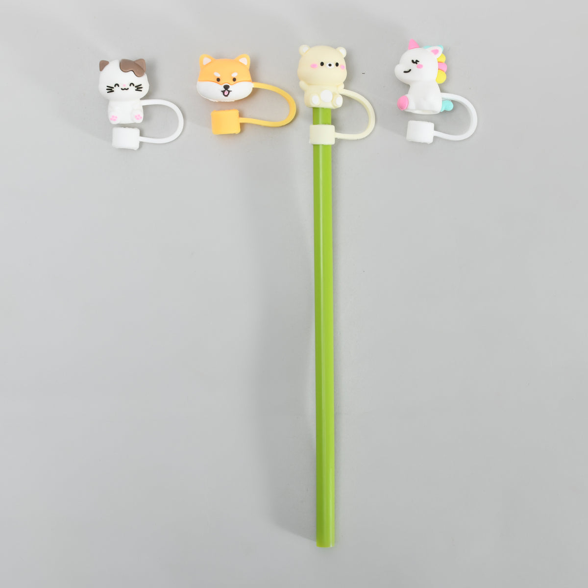 Adorable Animal-Shaped Straw Toppers (Pack of 4) /Assorted
