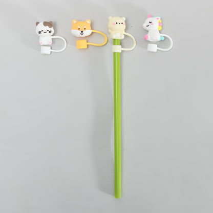 Adorable Animal-Shaped Straw Toppers (Pack of 4) /Assorted
