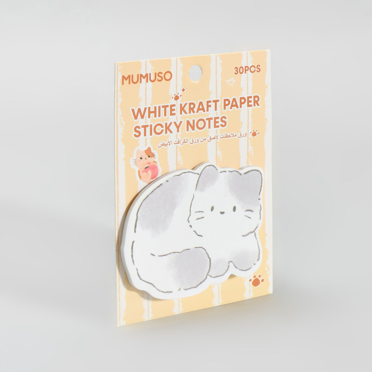 Cat-Shaped Sticky Notes - White Kraft Paper