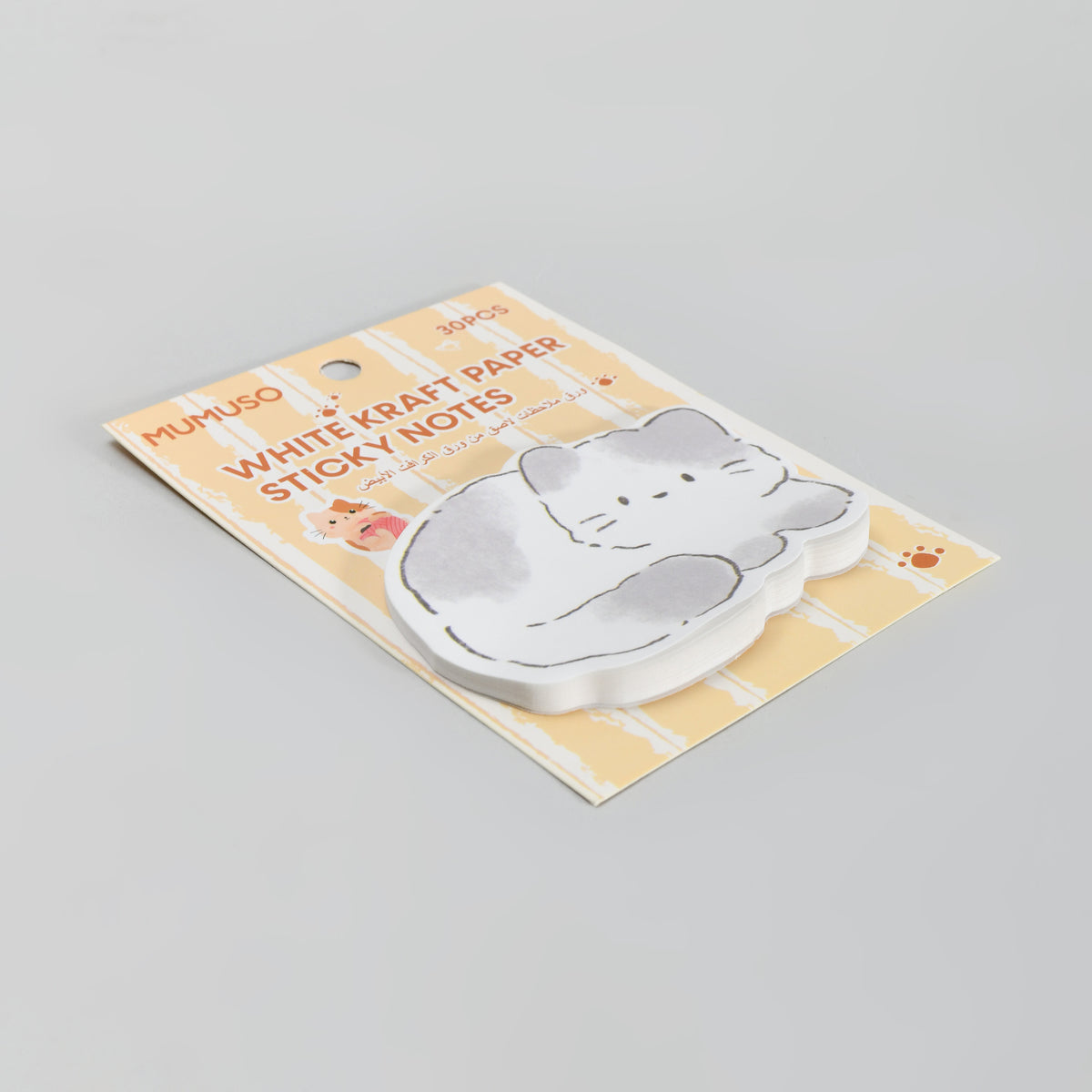 Cat-Shaped Sticky Notes - White Kraft Paper