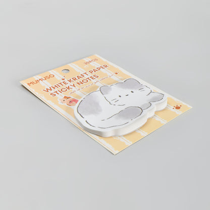 Cat-Shaped Sticky Notes - White Kraft Paper