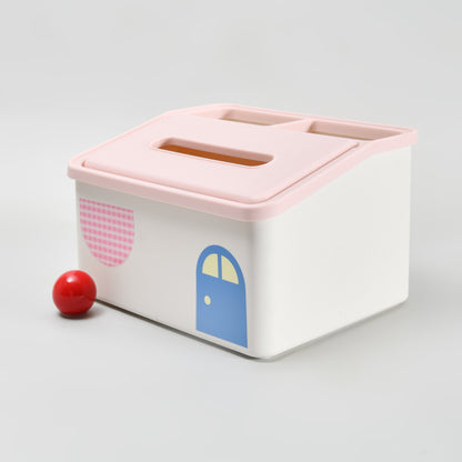 Mumuso  Ultra Cute Little House Multifunctional Tissue Box- Pink &amp; Blue