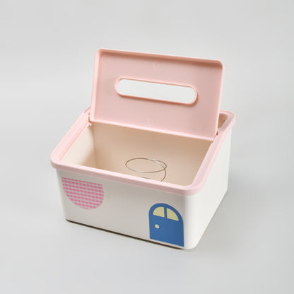 Mumuso  Ultra Cute Little House Multifunctional Tissue Box- Pink &amp; Blue