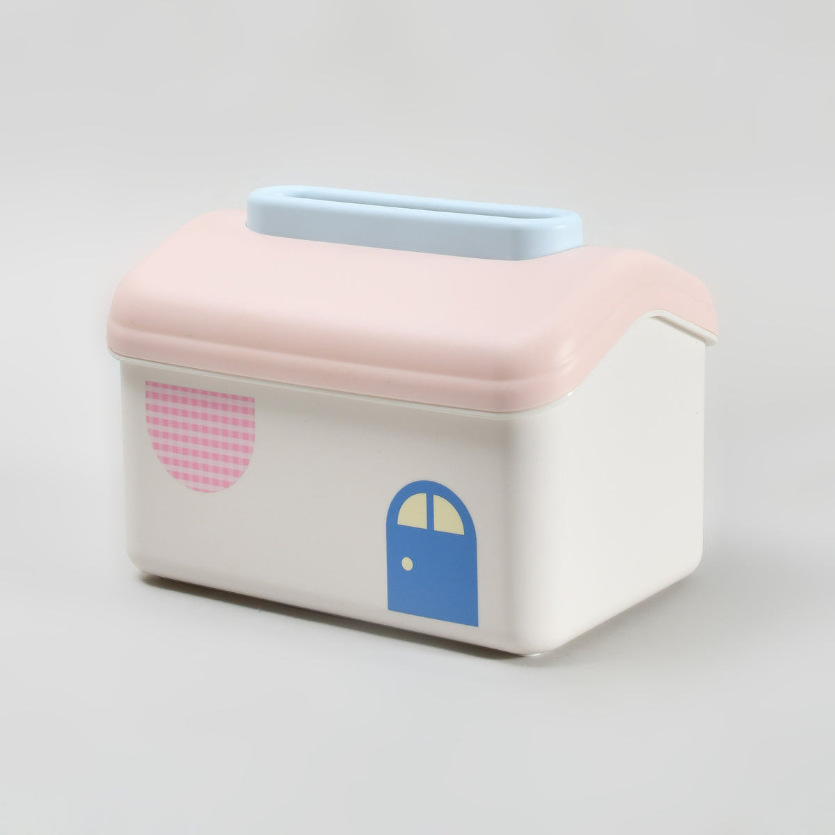 Macaron Series Little House Tissue Box with Wall Mount Sticker-  Pink &amp; Blue